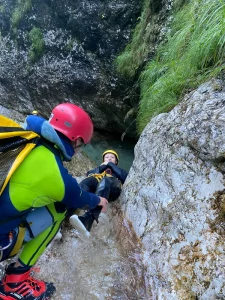 Kaňoning v Slovinsku na Potoku Sušec